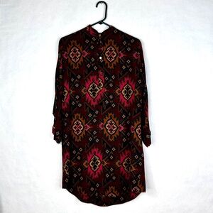 OTTOD’AME Bordeaux Red Ikat Shirtdress - Sz 2